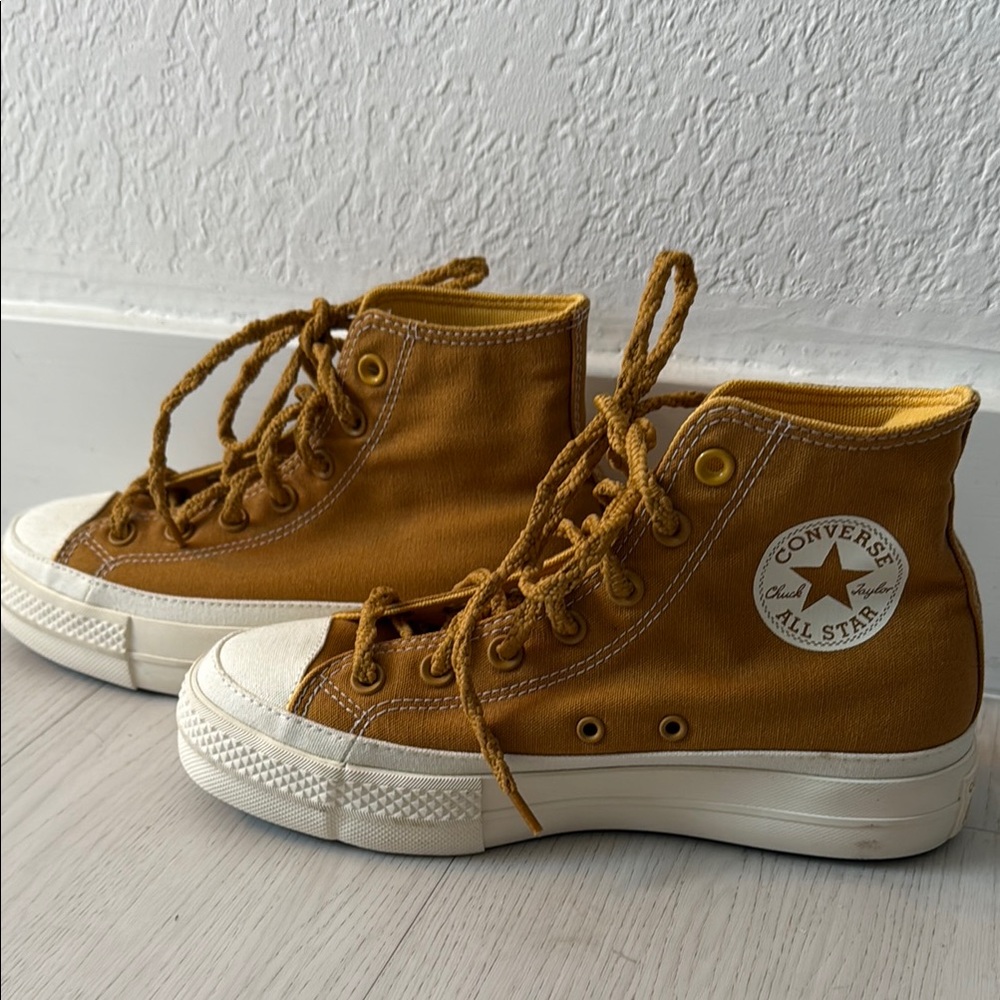 Converse All Star High-Top Sneakers in Mustard Yellow